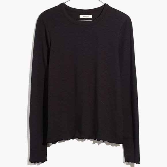 Madewell Tops Madewell Black Longsleeve Baby Tee With Lettuce Hem